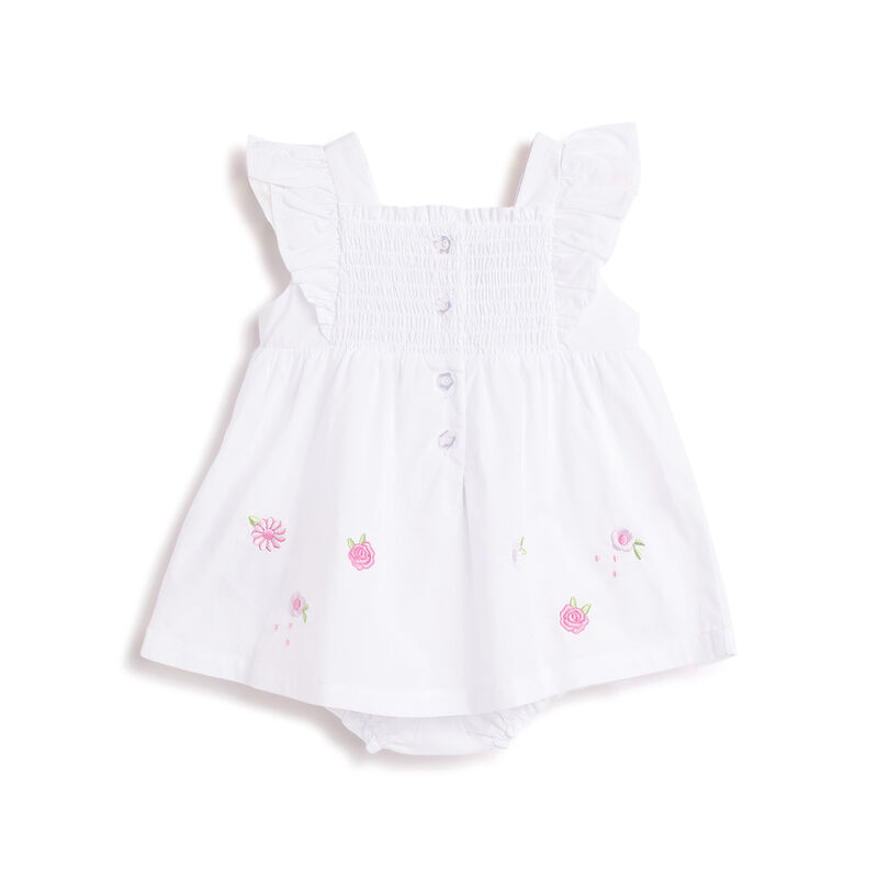 Girls White Printed Short Sleeve Rompers image number 1